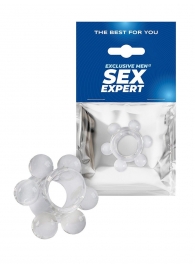 Прозрачное эрекционное кольцо с 6 стимулирующими шариками - Sex Expert - в Северодвинске купить с доставкой
