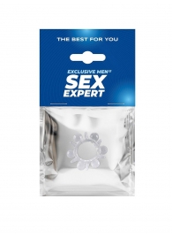 Прозрачное эрекционное кольцо с шариками и шипами - Sex Expert - в Северодвинске купить с доставкой