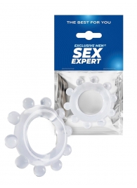 Прозрачное эрекционное кольцо со стимулирующими шариками - Sex Expert - в Северодвинске купить с доставкой