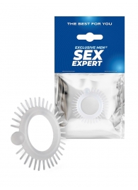 Эластичное эрекционное кольцо с шипиками и шариком - Sex Expert - в Северодвинске купить с доставкой