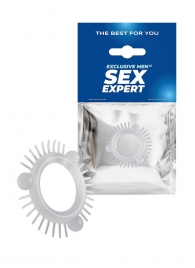 Эластичное эрекционное кольцо с 3 шариками и шипами - Sex Expert - в Северодвинске купить с доставкой
