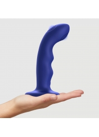 Синяя насадка-стимулятор Strap-On-Me Tapping Dildo Wave - Strap-on-me - купить с доставкой в Северодвинске