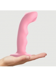 Розовая насадка-стимулятор Strap-On-Me Tapping Dildo Wave - Strap-on-me - купить с доставкой в Северодвинске