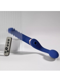 Синий безремневой страпон Multi Orgasm Bendable Strap-On size L с клиторальной стимуляцией - Strap-on-me - купить с доставкой в Северодвинске