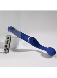 Синий безремневой страпон Multi Orgasm Bendable Strap-On size XL с клиторальной стимуляцией - Strap-on-me - купить с доставкой в Северодвинске