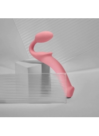 Розовый безремневой страпон Strap-on-me Semi-Realistic Bendable Strap-On size L - Strap-on-me - купить с доставкой в Северодвинске