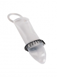 Закрытая насадка на пенис с подхватом мошонки и стимулирующими «ресничками» - Sextaz - в Северодвинске купить с доставкой