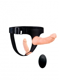 Женский страпон с 2 насадками, вибрацией и пультом ДУ - Erowoman-Eroman - купить с доставкой в Северодвинске