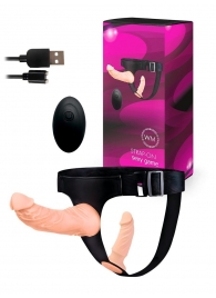 Женский страпон с 2 насадками, вибрацией и пультом ДУ - Erowoman-Eroman - купить с доставкой в Северодвинске