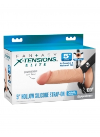 Телесный пустотелый фаллопротез 5’’ Hollow Silicone Strap-On - 14 см. - Pipedream - купить с доставкой в Северодвинске