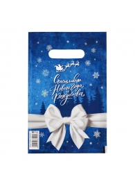 Сине-белый подарочный новогодний пакет с вырубной ручкой (20х30 см) - Сима-Ленд - купить с доставкой в Северодвинске