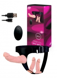 Женский страпон с 3 насадками и вибрацией - Erowoman-Eroman - купить с доставкой в Северодвинске