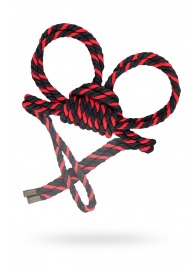 Черно-красные наручники-оковы ’’Узел-омега’’ из хлопковой веревки - Pecado - купить с доставкой в Северодвинске