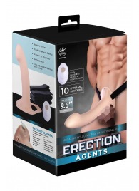 Телесный полый страпон с вибрацией Erection Agents - 24,1 см. - NMC - купить с доставкой в Северодвинске