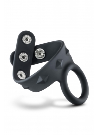 Черное эрекционное кольцо с подхватом мошонки на кнопках VS6 - Blush Novelties - в Северодвинске купить с доставкой