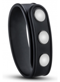 Черное эрекционное кольцо на кнопках - Blush Novelties - в Северодвинске купить с доставкой