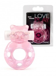 Розовое эрекционное виброкольцо в форме мишки - 1137 - в Северодвинске купить с доставкой