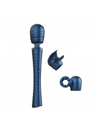 Синий вибромассажёр с насадками Man.wand Edgy - Manwan - в Северодвинске купить с доставкой