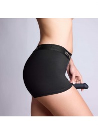 Черные трусики-боксеры для фиксации насадок Strap-on-me Harness Lingerie Allure - size S - Strap-on-me - купить с доставкой в Северодвинске