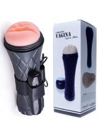 Телесный мастурбатор-вагина в черной колбе с вибрацией - Boys of Toys - в Северодвинске купить с доставкой