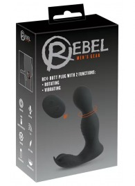 Черная анальная пробка с вибрацией, вращением и пультом ДУ RC Butt Plug with 2 Functions - Orion - в Северодвинске купить с доставкой