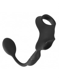 Черное виброкольцо с анальной пробкой Cock Ring with RC Butt Plug - Orion - в Северодвинске купить с доставкой