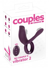 Фиолетовая насадка на член с клиторальным отростком и пультом ДУ RC Couple’s Vibrator 2 - Orion - в Северодвинске купить с доставкой