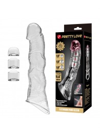 Прозрачный фаллоудлинитель с 3 вставками - 28 см. - Baile - в Северодвинске купить с доставкой