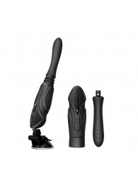 Черная секс-машина с функцией нагрева, насадками и присоской Sesh - Zalo - купить с доставкой в Северодвинске