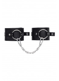 Черные оковы из толстой кожи с люверсами - Pecado - купить с доставкой в Северодвинске