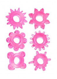 Набор из 6 розовых эрекционных колец с различным рельефом - Erowoman-Eroman - в Северодвинске купить с доставкой
