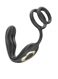 Черная анальная пробка с вращением и эрекционными кольцами - Ibiza - в Северодвинске купить с доставкой