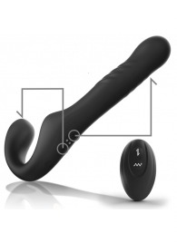Черный безремневой страпон с вибрацией и возвратно-поступательными движениями - 24 см. - Ibiza - купить с доставкой в Северодвинске