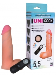 Фаллическая насадка Харнесс UNICOCK 5,5  с вибрацией - 17 см. - LOVETOY (А-Полимер) - купить с доставкой в Северодвинске
