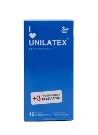 Классические презервативы Unilatex Natural Plain - 12 шт. + 3 шт. в подарок - Unilatex - купить с доставкой в Северодвинске