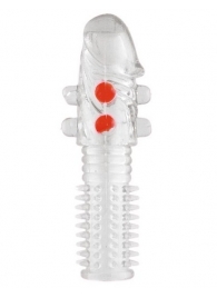 Гелевая прозрачная насадка с шариками и шипами - 14 см. - Toyfa Basic - в Северодвинске купить с доставкой Гелевая прозрачная насадка с шариками и шипами - 14 см. - Toyfa Basic - в Северодвинске купить с доставкой