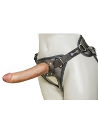 Насадка-фаллоимитатор на кожаных трусиках Harness Ultra Realistic 7  - 18 см. - LOVETOY (А-Полимер) - купить с доставкой в Северодвинске