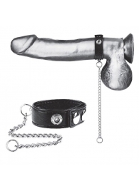 Утяжка на пенис с поводком Snap Cock Ring With 12  Leash - BlueLine - купить с доставкой в Северодвинске