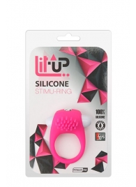 Розовое эрекционное кольцо с щеточкой LIT-UP SILICONE STIMU RING 5 - Dream Toys - в Северодвинске купить с доставкой