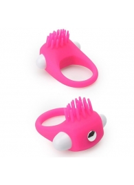 Розовое эрекционное кольцо с щеточкой LIT-UP SILICONE STIMU RING 5 - Dream Toys - в Северодвинске купить с доставкой