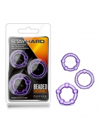 Набор из 3 фиолетовых эрекционных колец Stay Hard Beaded Cockrings - Blush Novelties - в Северодвинске купить с доставкой