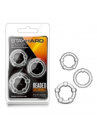 Набор из 3 прозрачных эрекционных колец Stay Hard Beaded Cockrings - Blush Novelties - в Северодвинске купить с доставкой