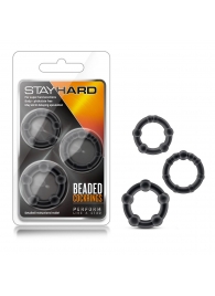 Набор из 3 чёрных эрекционных колец Stay Hard Beaded Cockrings - Blush Novelties - в Северодвинске купить с доставкой