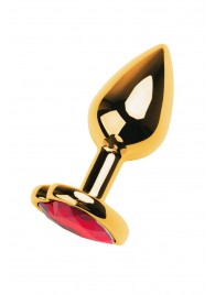 Золотистая анальная пробка с кристаллом-сердцем - 7,5 см. - ToyFa - купить с доставкой в Северодвинске