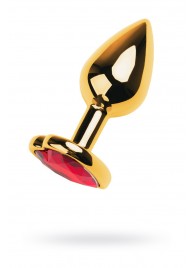 Золотистая анальная пробка с кристаллом-сердцем - 7,5 см. - ToyFa - купить с доставкой в Северодвинске