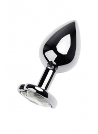 Серебристая анальная пробка с прозрачным кристаллом-сердцем - 8 см. - ToyFa - купить с доставкой в Северодвинске