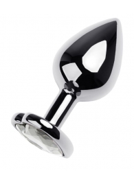 Серебристая анальная пробка с прозрачным кристаллом-сердцем - 8 см. - ToyFa - купить с доставкой в Северодвинске