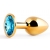 Золотистая анальная пробка с голубым стразом - 7,2 см. - Anal Jewelry Plug - купить с доставкой в Северодвинске