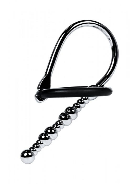 Серебристый уретральный плаг-бусины TOYFA Metal с мягким фиксириющим кольцом - ToyFa - купить с доставкой в Северодвинске