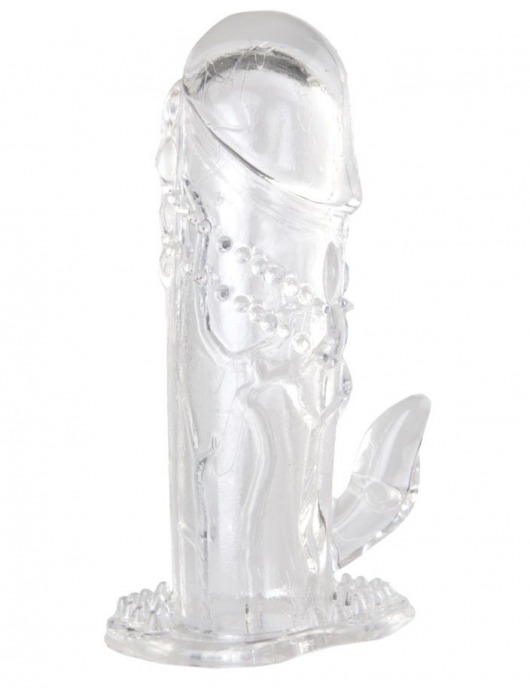 Прозрачная гелевая насадка с клиторальным отростком - 13 см. - Toyfa Basic - в Северодвинске купить с доставкой